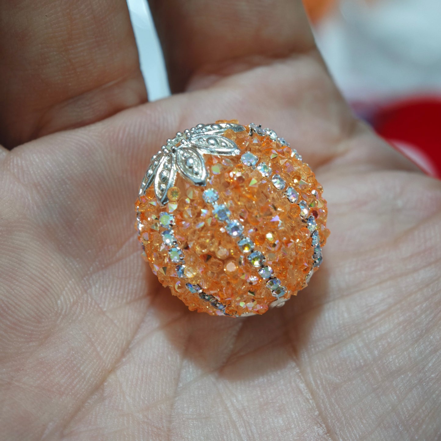 [KM6992]- 23.5mm Neon Orange Color Pumpkin Fancy Sugar Beads