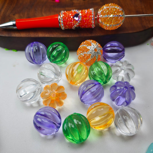 [KM0396]- 20mm Clear Pumpkin Based Beads