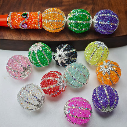 [KM6992]- 23.5mm Neon Orange Color Pumpkin Fancy Sugar Beads