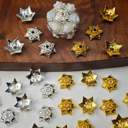 [KM6942]- 15mm Metal Six-Petal Flower Spacers, Beads Caps