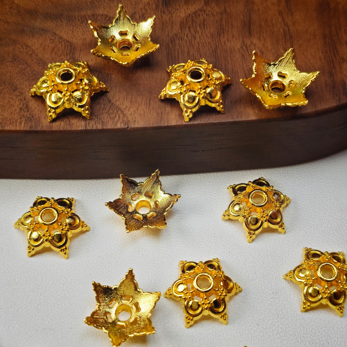 [KM6942]- 15mm Metal Six-Petal Flower Spacers, Beads Caps