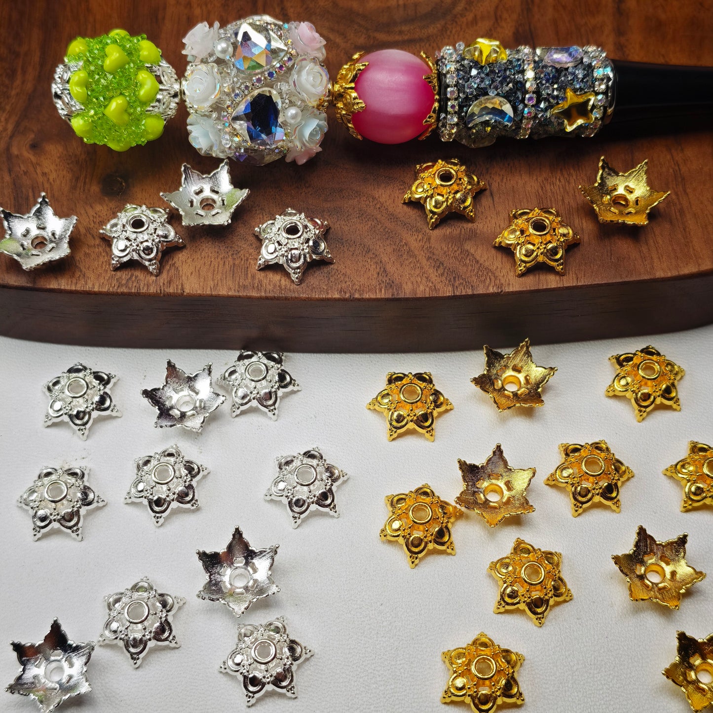 [KM6942]- 15mm Metal Six-Petal Flower Spacers, Beads Caps