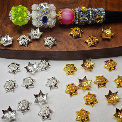 [KM6942]- 15mm Metal Six-Petal Flower Spacers, Beads Caps