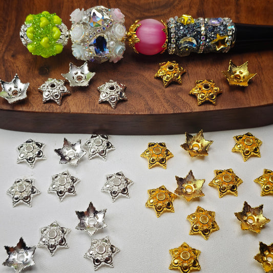 [KM6942]- 15mm Metal Six-Petal Flower Spacers, Beads Caps