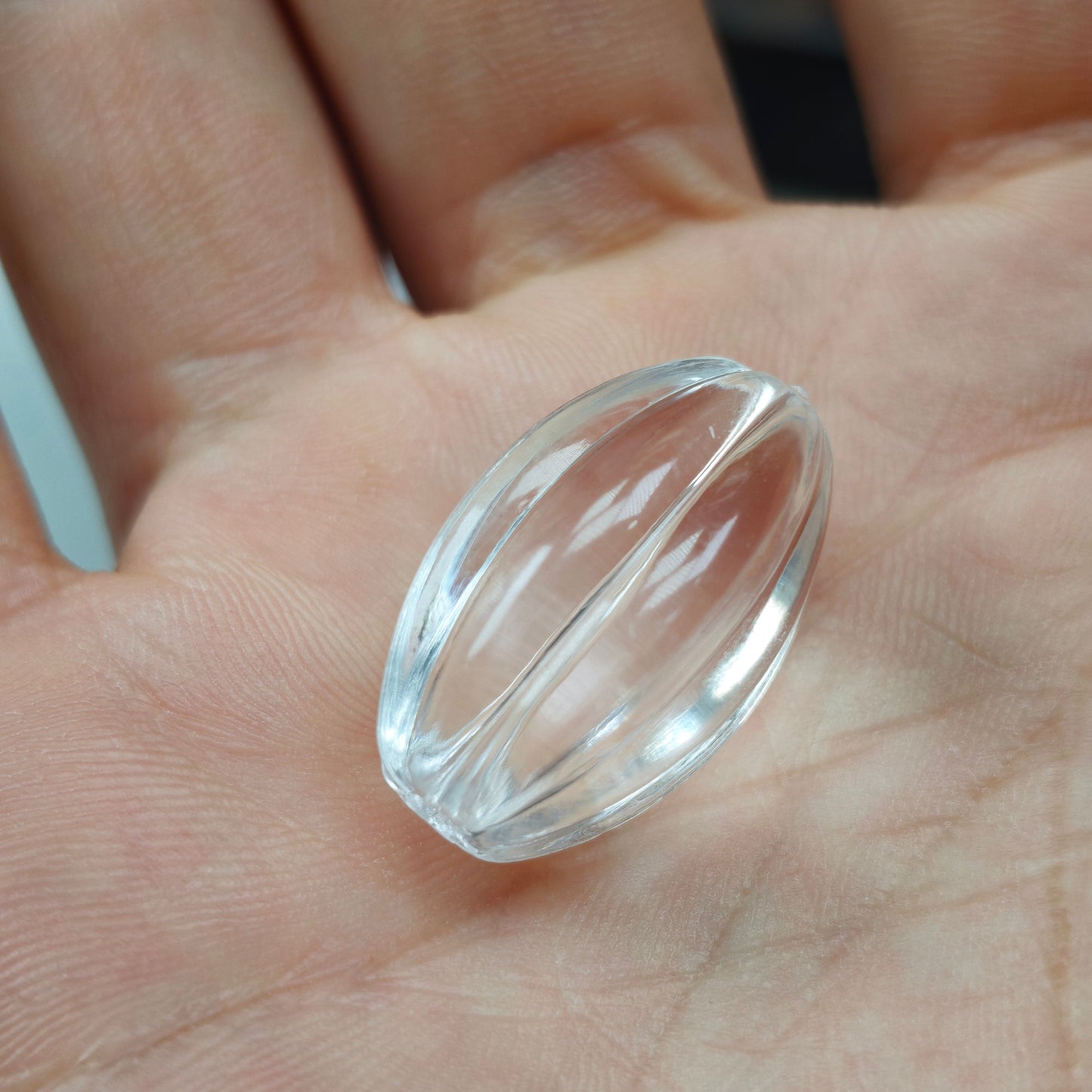 [KM6996]- 24mm*15mm Clear Olive Melon Ridge Based Beads, with 8 Melon Ridge