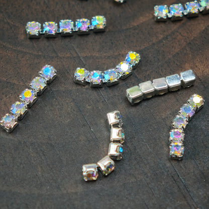 Length:9mm, 11mm, 13mm, 15mm, 19mm, Pre-Cut A Short Chain with Different Quantity Diamonds Choose, Diamonds Width:1.5mm, for Making Fancy Beads,[KM6997],[KM6998],[KM6999],[KM7000],[KM7001],[KM7002]