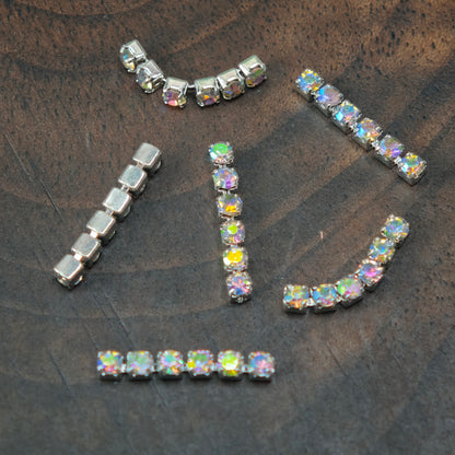 Length:9mm, 11mm, 13mm, 15mm, 19mm, Pre-Cut A Short Chain with Different Quantity Diamonds Choose, Diamonds Width:1.5mm, for Making Fancy Beads,[KM6997],[KM6998],[KM6999],[KM7000],[KM7001],[KM7002]