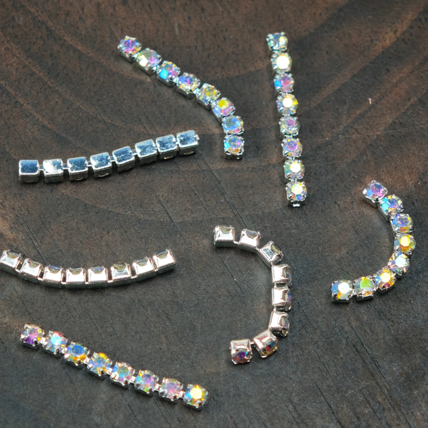 Length:9mm, 11mm, 13mm, 15mm, 19mm, Pre-Cut A Short Chain with Different Quantity Diamonds Choose, Diamonds Width:1.5mm, for Making Fancy Beads,[KM6997],[KM6998],[KM6999],[KM7000],[KM7001],[KM7002]