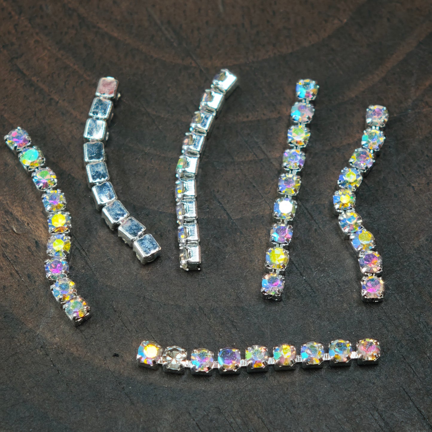 Length:9mm, 11mm, 13mm, 15mm, 19mm, Pre-Cut A Short Chain with Different Quantity Diamonds Choose, Diamonds Width:1.5mm, for Making Fancy Beads,[KM6997],[KM6998],[KM6999],[KM7000],[KM7001],[KM7002]