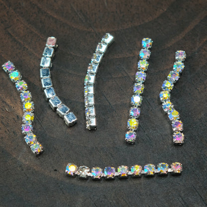 Length:9mm, 11mm, 13mm, 15mm, 19mm, Pre-Cut A Short Chain with Different Quantity Diamonds Choose, Diamonds Width:1.5mm, for Making Fancy Beads,[KM6997],[KM6998],[KM6999],[KM7000],[KM7001],[KM7002]