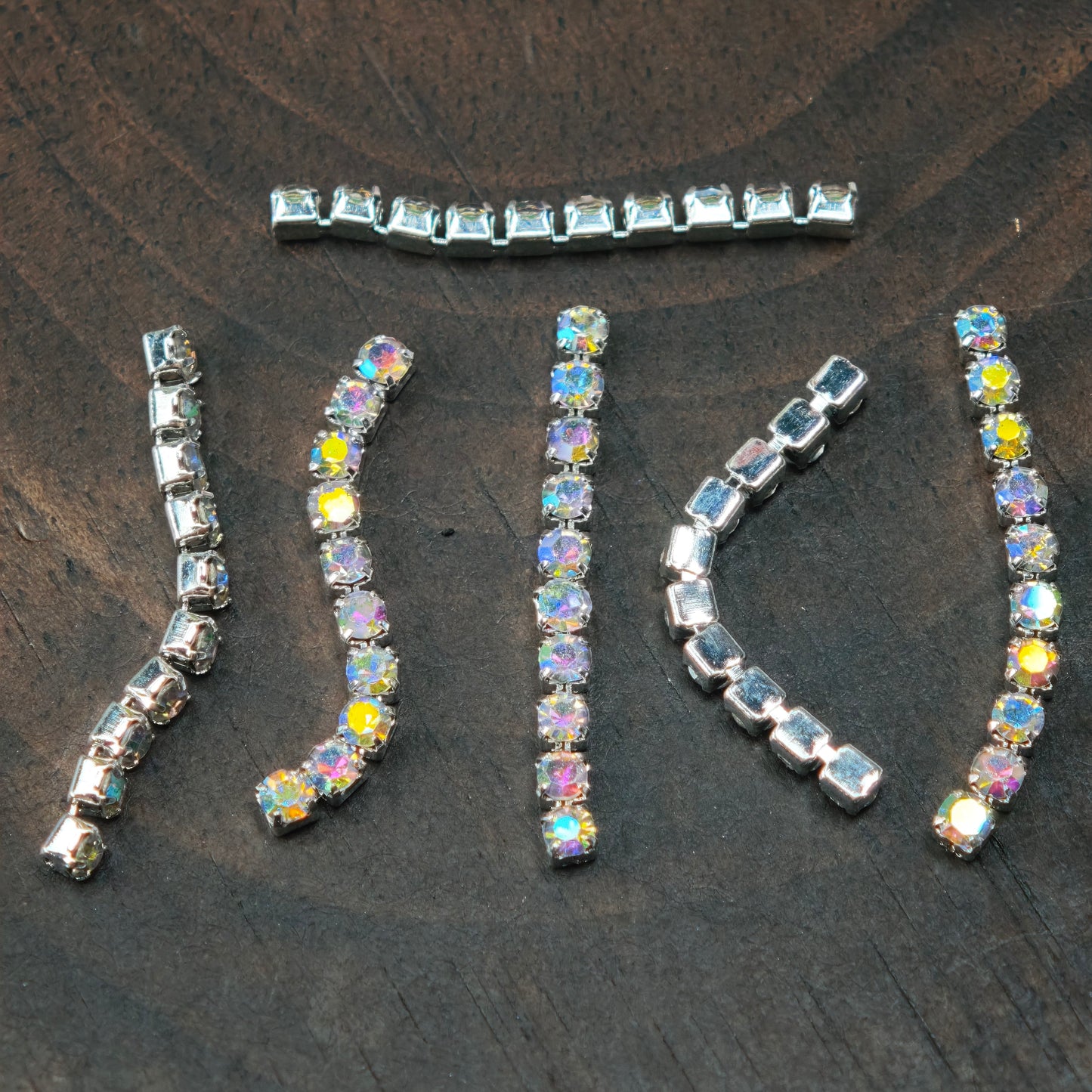 Length:9mm, 11mm, 13mm, 15mm, 19mm, Pre-Cut A Short Chain with Different Quantity Diamonds Choose, Diamonds Width:1.5mm, for Making Fancy Beads,[KM6997],[KM6998],[KM6999],[KM7000],[KM7001],[KM7002]