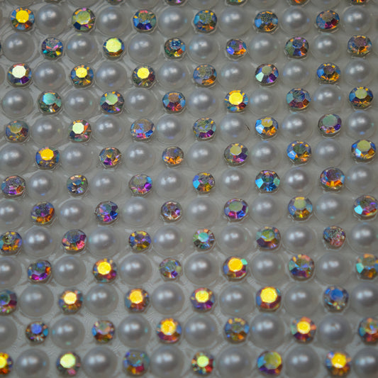 [KM7003]- 40cm*23.5cm=1 Sheet, DIY Free Cutting Diamonds Sticker Wraps Tapes, With 3mm Half-Round Pearl + 2mm Rhinestone, for Beads and Pens Wraps