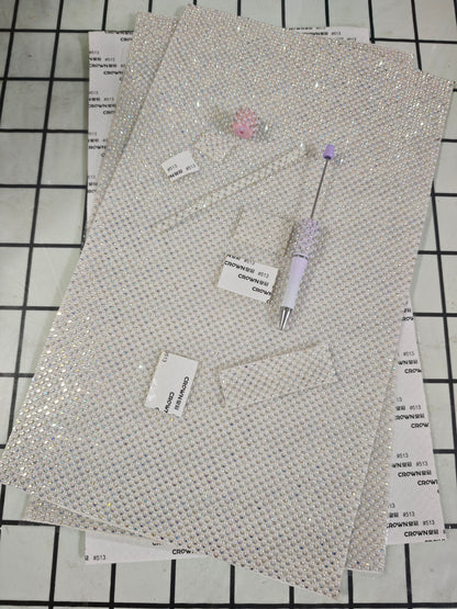 [KM7003]- 40cm*23.5cm=1 Sheet, DIY Free Cutting Diamonds Sticker Wraps Tapes, With 3mm Half-Round Pearl + 2mm Rhinestone, for Beads and Pens Wraps
