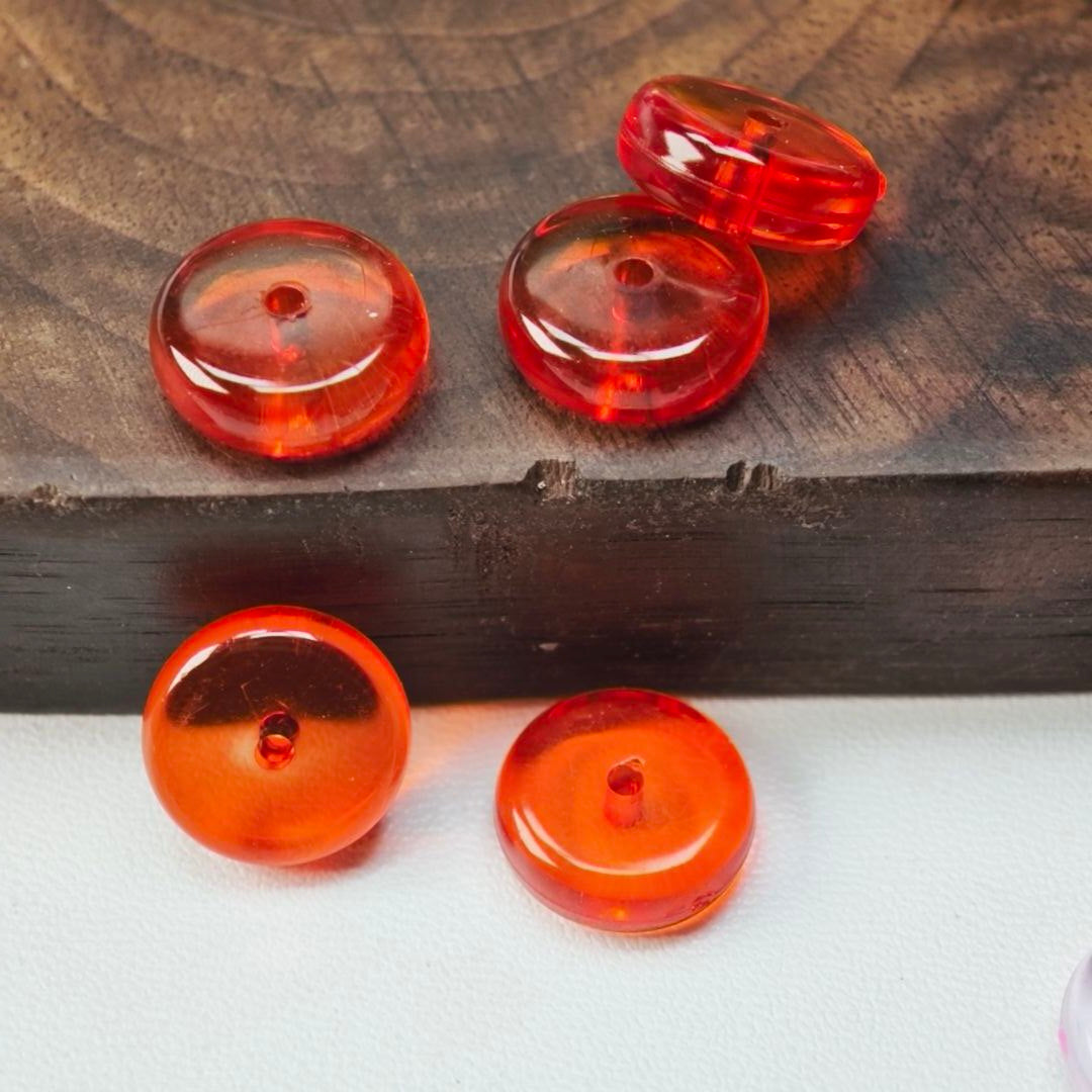Video- [KM7004]- 13mm Clear Round Plate Stand Based Beads, with Pen Toppers Hole, Middle Hole Size For Beadable Pens Rod, Beads Thickness 4.5mm