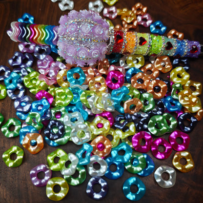 [KM5850]- 13mm Pearlescent Wavy Spacers, Acrylic Pearl Color Wavy Spacers Beads