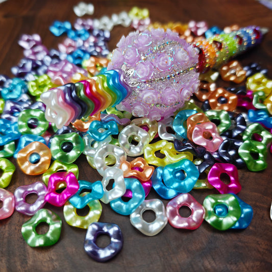 [KM5850]- 13mm Pearlescent Wavy Spacers, Acrylic Pearl Color Wavy Spacers Beads