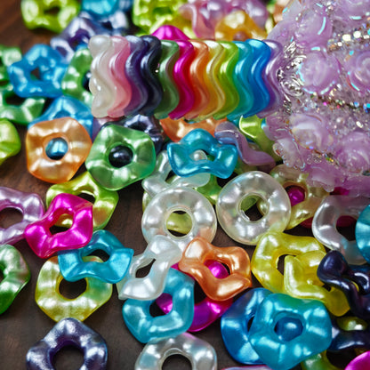 [KM5850]- 13mm Pearlescent Wavy Spacers, Acrylic Pearl Color Wavy Spacers Beads