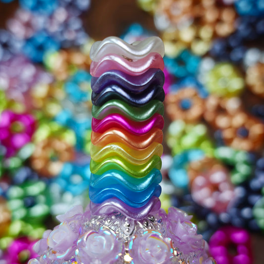 [KM5850]- 13mm Pearlescent Wavy Spacers, Acrylic Pearl Color Wavy Spacers Beads