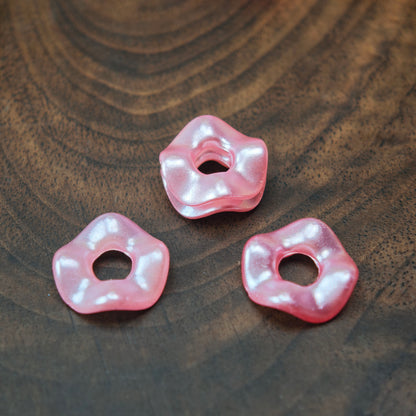 [KM5850]- 13mm Pearlescent Wavy Spacers, Acrylic Pearl Color Wavy Spacers Beads