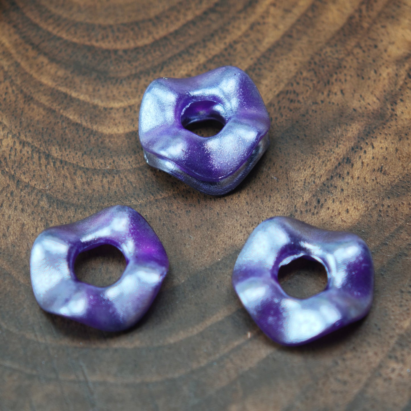 [KM5850]- 13mm Pearlescent Wavy Spacers, Acrylic Pearl Color Wavy Spacers Beads