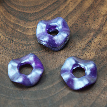 [KM5850]- 13mm Pearlescent Wavy Spacers, Acrylic Pearl Color Wavy Spacers Beads