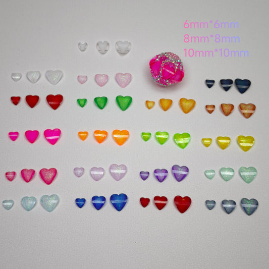 [KM7009]- 10mm*10mm Flat Bottom Peach Heart Resin Diamonds, Love Heart Shaped Petals Charms
