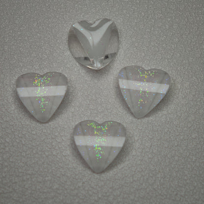 [KM7008]- 8mm*8mm Love Heart Shaped Petals Charms, Flat Bottom Peach Heart Resin Diamonds