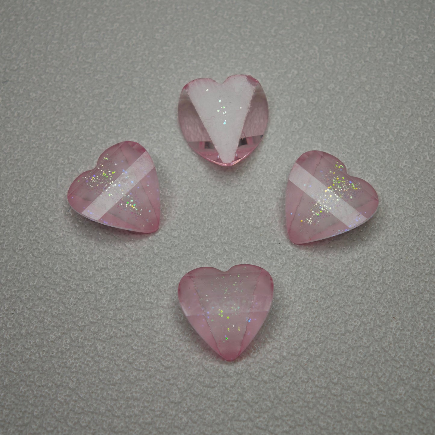 [KM7008]- 8mm*8mm Love Heart Shaped Petals Charms, Flat Bottom Peach Heart Resin Diamonds