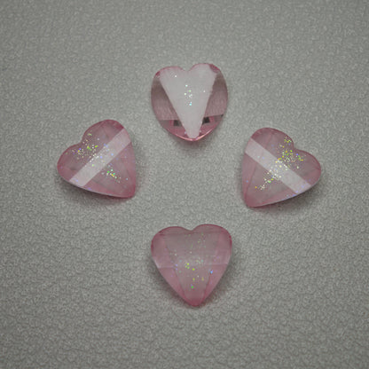 [KM7008]- 8mm*8mm Love Heart Shaped Petals Charms, Flat Bottom Peach Heart Resin Diamonds