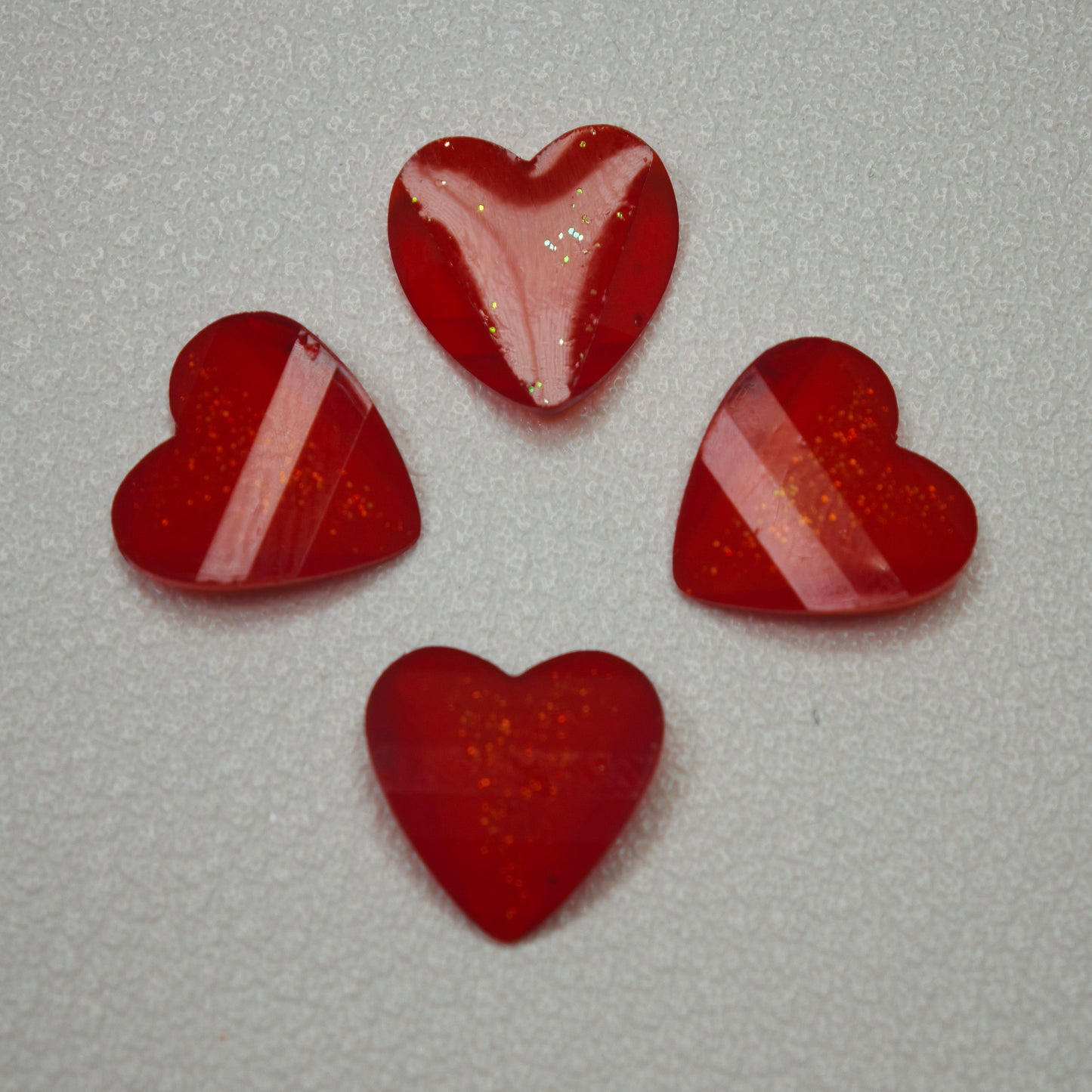 [KM7008]- 8mm*8mm Love Heart Shaped Petals Charms, Flat Bottom Peach Heart Resin Diamonds