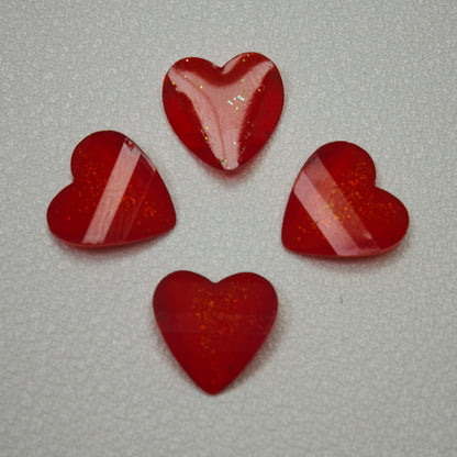 [KM7008]- 8mm*8mm Love Heart Shaped Petals Charms, Flat Bottom Peach Heart Resin Diamonds