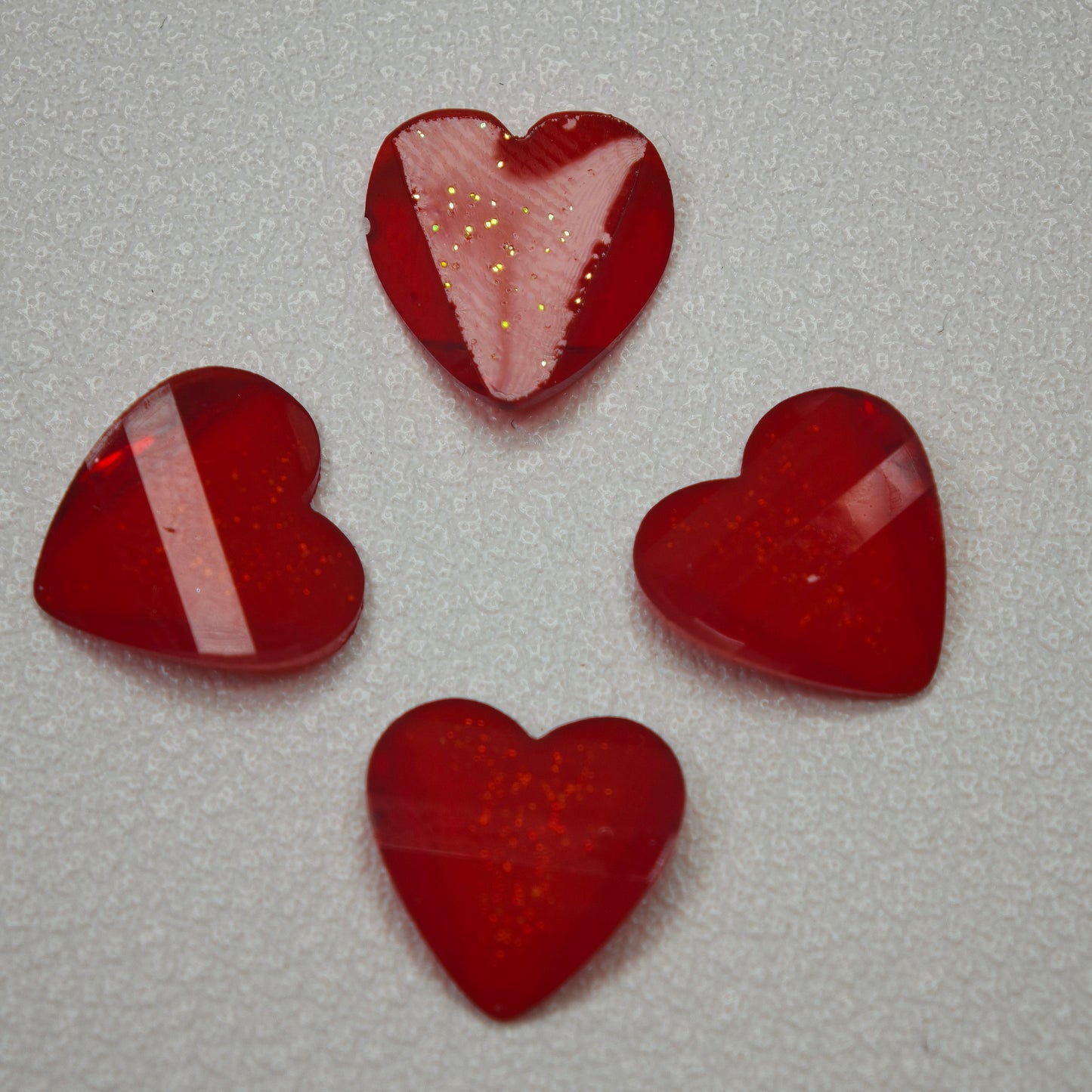 [KM7008]- 8mm*8mm Love Heart Shaped Petals Charms, Flat Bottom Peach Heart Resin Diamonds