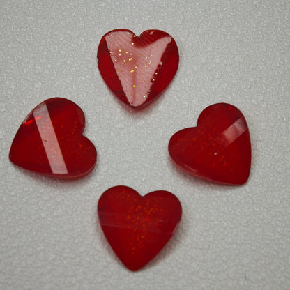 [KM7008]- 8mm*8mm Love Heart Shaped Petals Charms, Flat Bottom Peach Heart Resin Diamonds