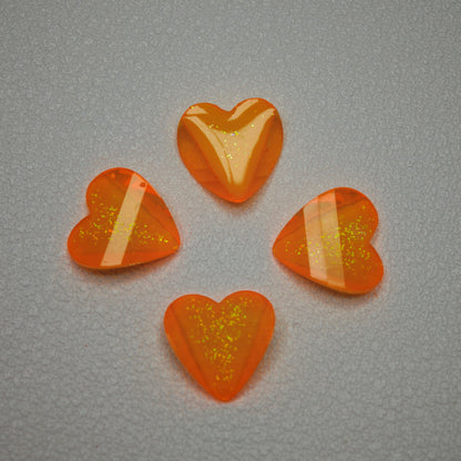 [KM7008]- 8mm*8mm Love Heart Shaped Petals Charms, Flat Bottom Peach Heart Resin Diamonds