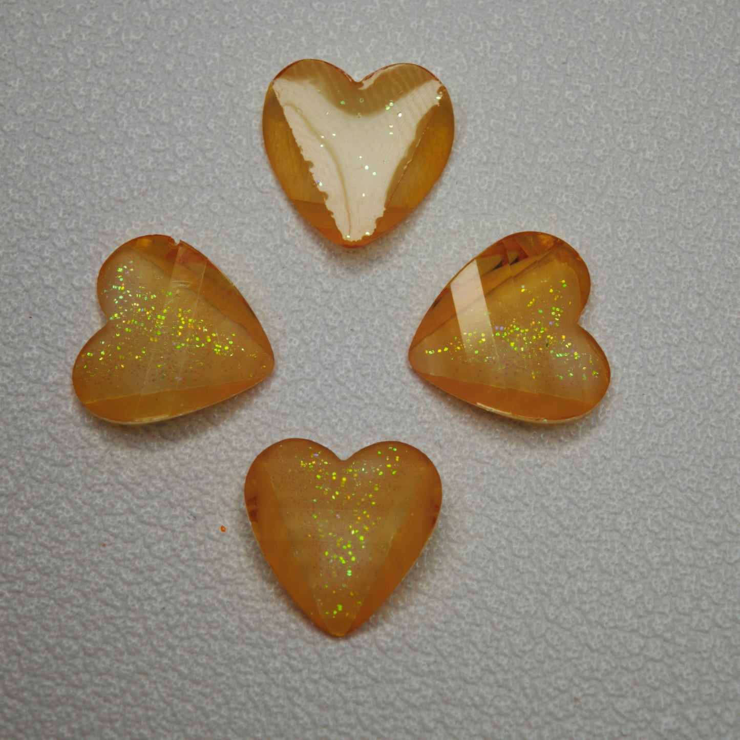 [KM7008]- 8mm*8mm Love Heart Shaped Petals Charms, Flat Bottom Peach Heart Resin Diamonds