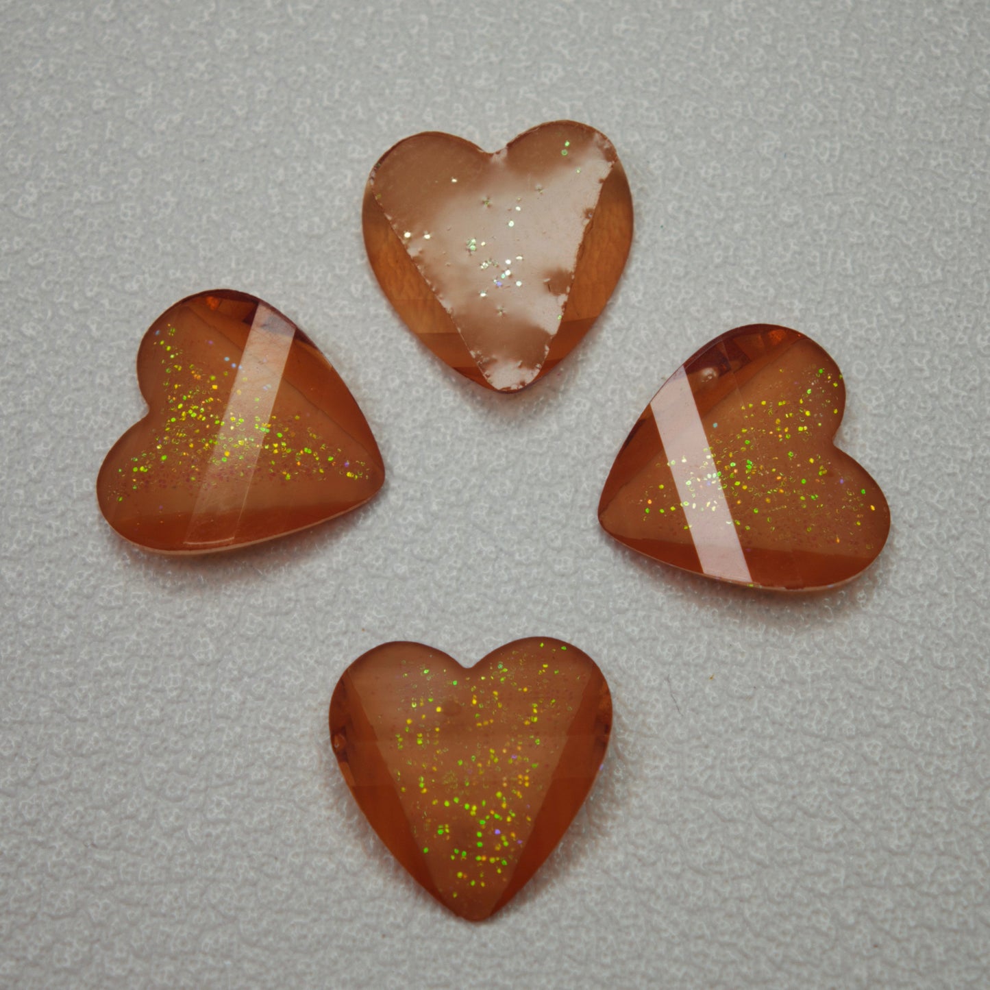 [KM7008]- 8mm*8mm Love Heart Shaped Petals Charms, Flat Bottom Peach Heart Resin Diamonds