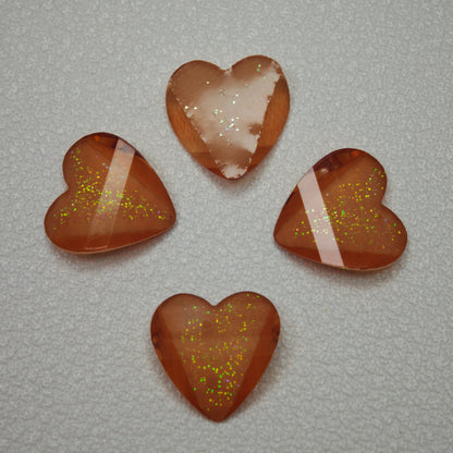[KM7008]- 8mm*8mm Love Heart Shaped Petals Charms, Flat Bottom Peach Heart Resin Diamonds