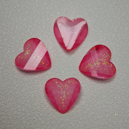 [KM7008]- 8mm*8mm Love Heart Shaped Petals Charms, Flat Bottom Peach Heart Resin Diamonds