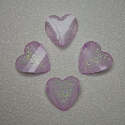 [KM7008]- 8mm*8mm Love Heart Shaped Petals Charms, Flat Bottom Peach Heart Resin Diamonds