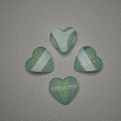 [KM7008]- 8mm*8mm Love Heart Shaped Petals Charms, Flat Bottom Peach Heart Resin Diamonds