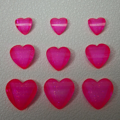 [KM7008]- 8mm*8mm Love Heart Shaped Petals Charms, Flat Bottom Peach Heart Resin Diamonds