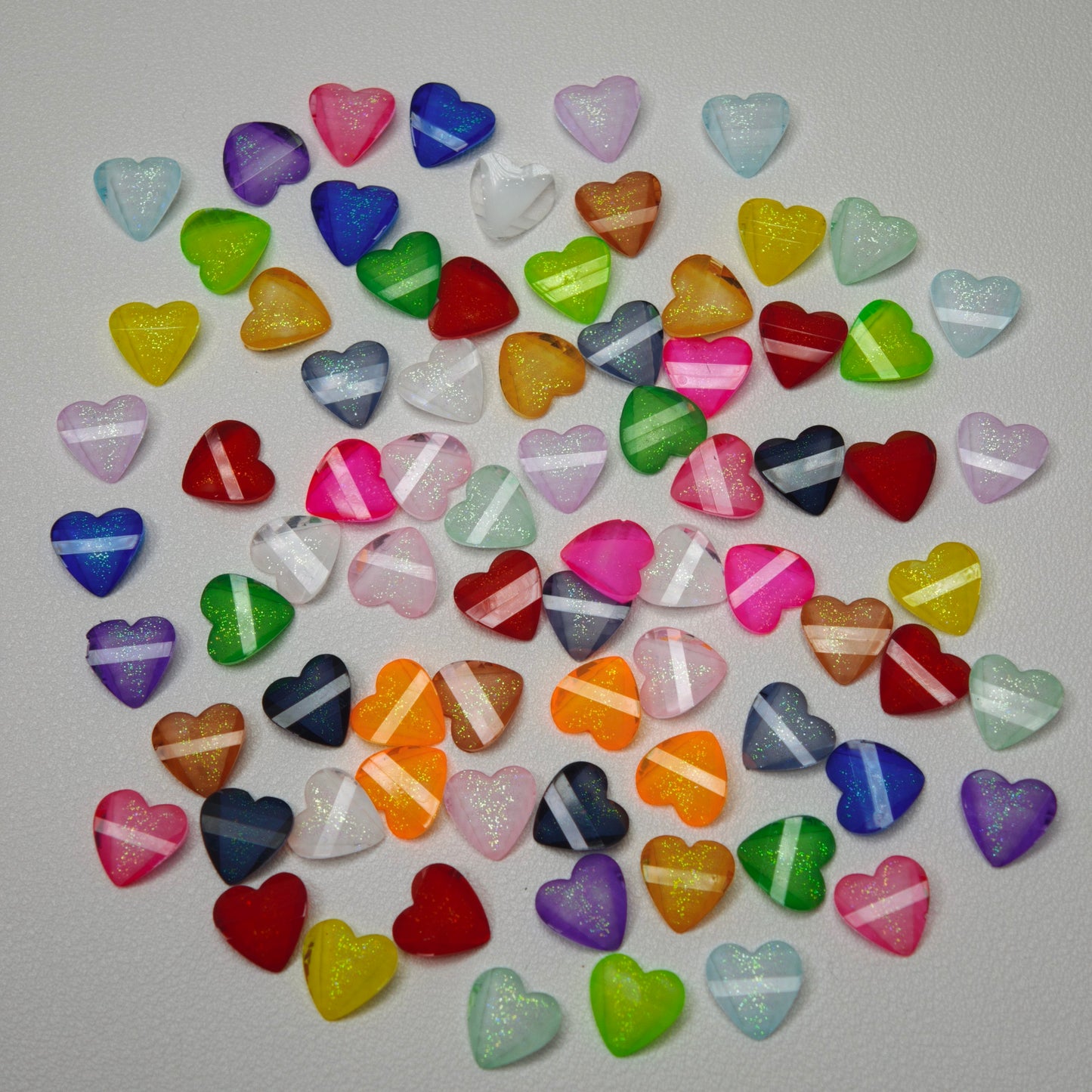 [KM7008]- 8mm*8mm Love Heart Shaped Petals Charms, Flat Bottom Peach Heart Resin Diamonds