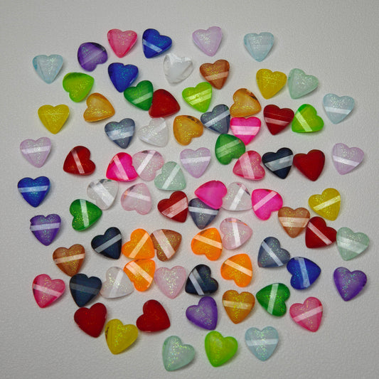 [KM7009]- 10mm*10mm Flat Bottom Peach Heart Resin Diamonds, Love Heart Shaped Petals Charms