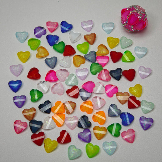 [KM7008]- 8mm*8mm Flat Bottom Peach Heart Resin Diamonds, Love Heart Shaped Petals Charms