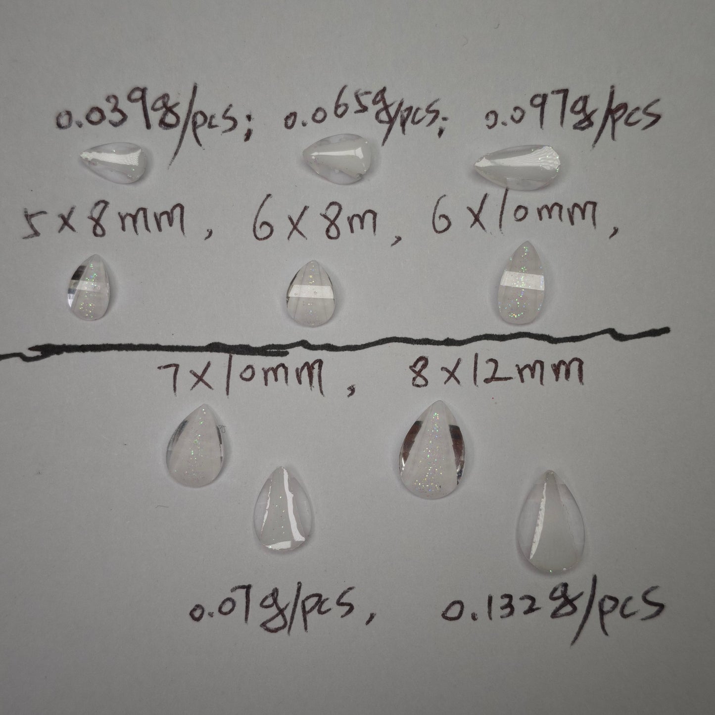 1000 Pieces/Bag Water Drop Shaped Petal Charms, Flat Bottom Resin Diamonds, 5 Sizes Choose [KM7010],[KM7011],[KM7012],[KM7013],[KM7014]