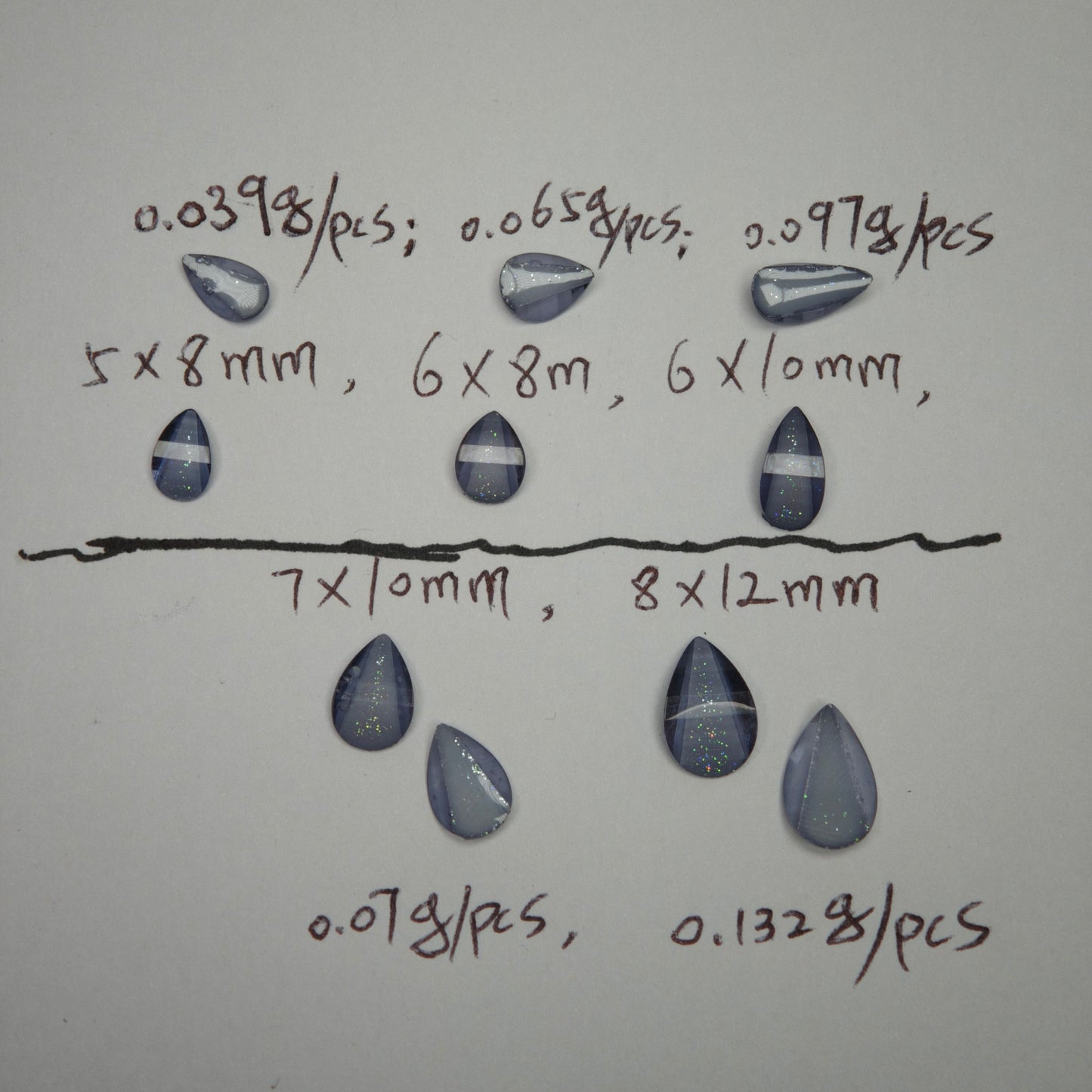 1000 Pieces/Bag Water Drop Shaped Petal Charms, Flat Bottom Resin Diamonds, 5 Sizes Choose [KM7010],[KM7011],[KM7012],[KM7013],[KM7014]