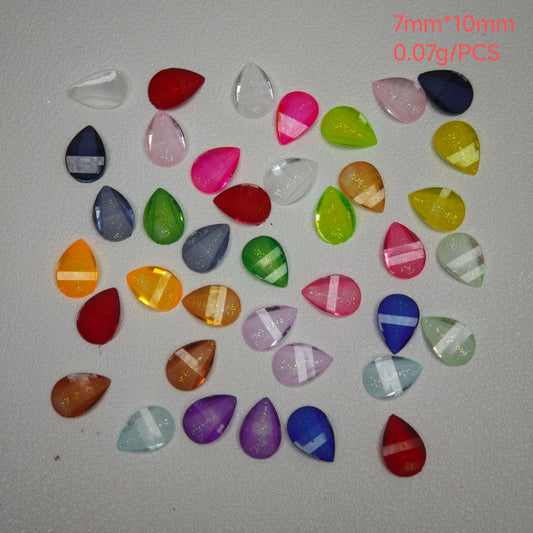 [KM7011]- 7mm*10mm Water Drop Shaped Petal Nails Charms, Flat Bottom Resin Diamonds