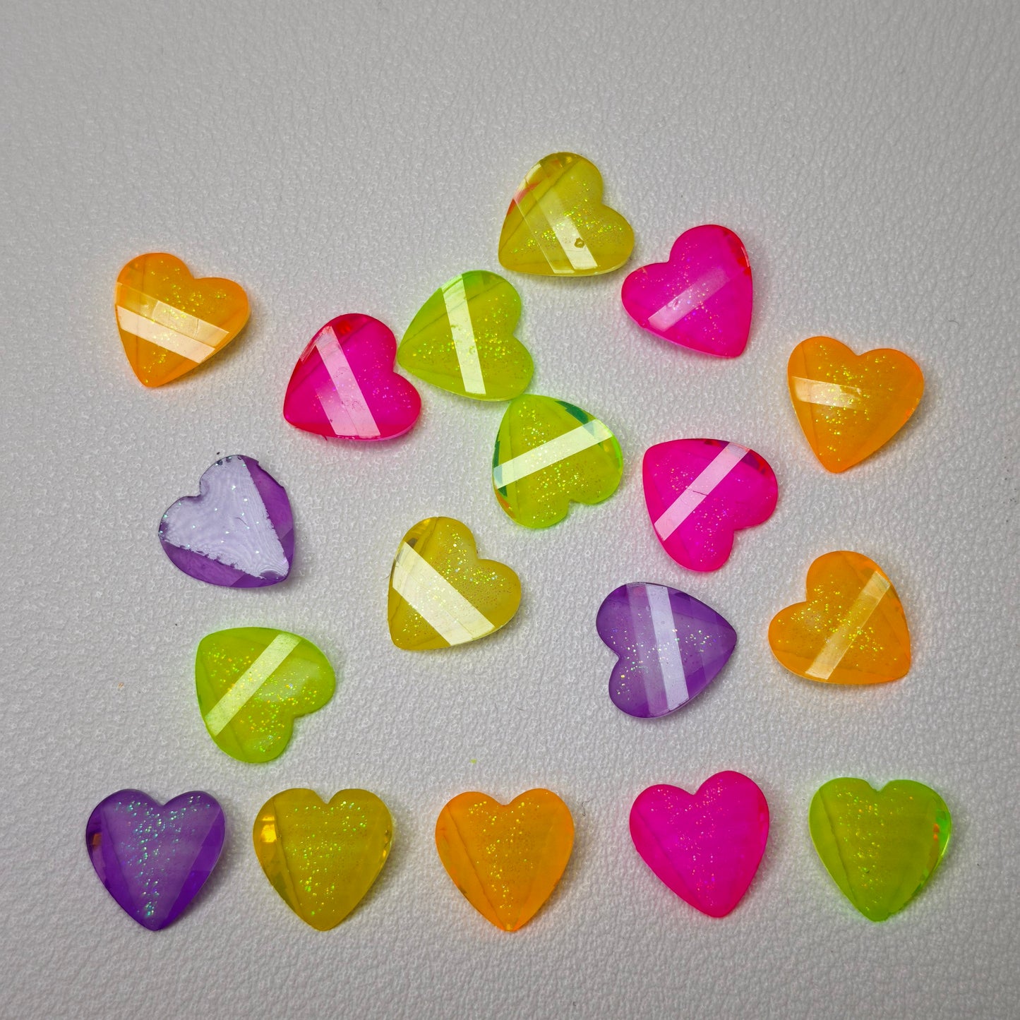 [KM7008]- 8mm*8mm Love Heart Shaped Petals Charms, Flat Bottom Peach Heart Resin Diamonds