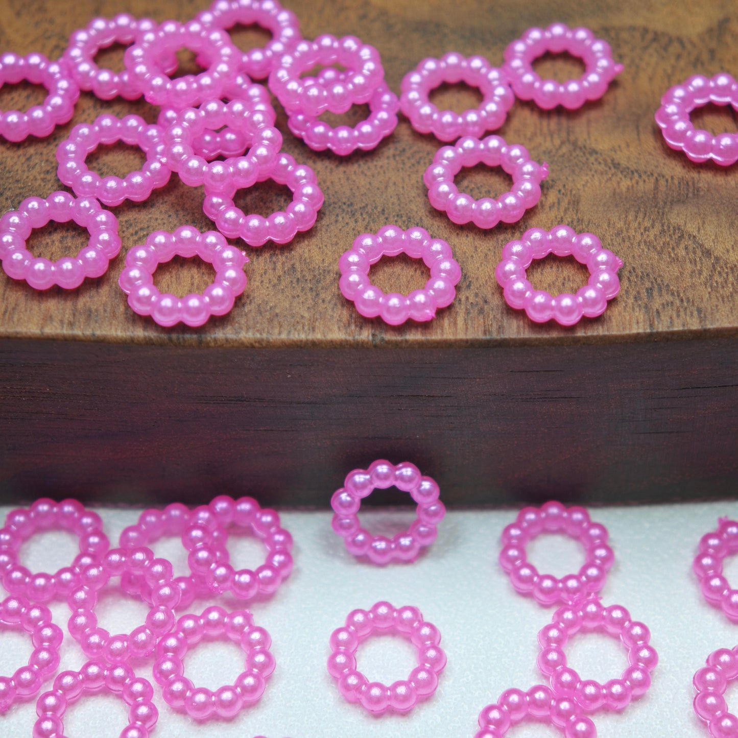 [KM6948]- 8mm Acrylic Pearl Circle Spacers Rings, Use for DIY Fancy Beads