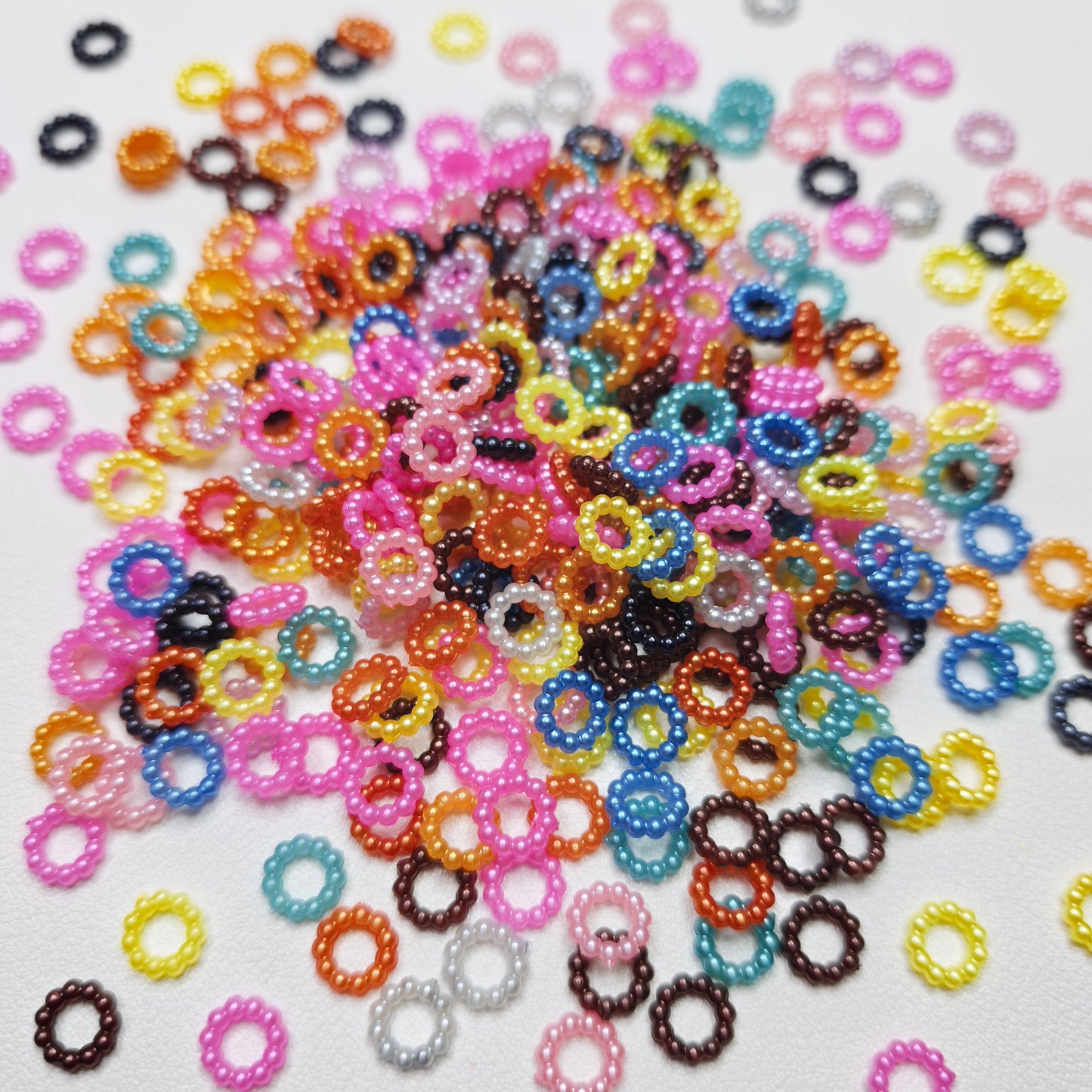 [KM6948]- 8mm Acrylic Pearl Circle Spacers Rings, Use for DIY Fancy Beads